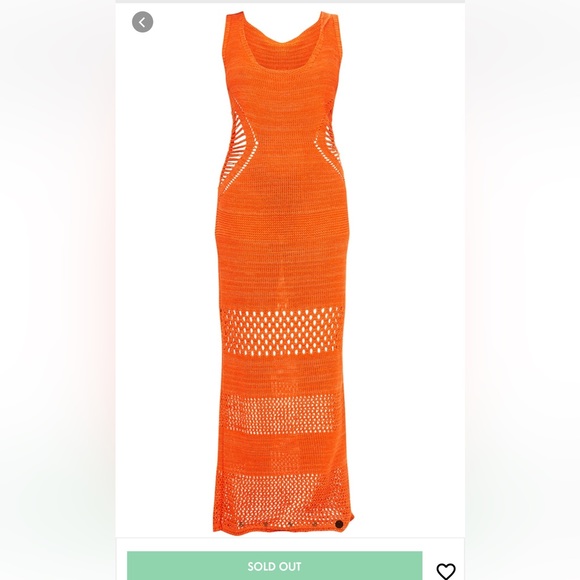 neon orange crotchet maxi dress - Picture 3 of 4